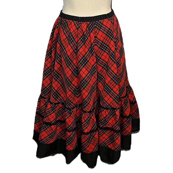 Vintage 80s Carefree Fashions Skirt Red Plaid Square Dance Dress Peasant Medium - Picture 4 of 6